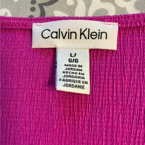 Calvin Klein Top Women’s L Pink V-Neck Blouse Flutter Sleeve Office Work Career - Picture 8 of 12